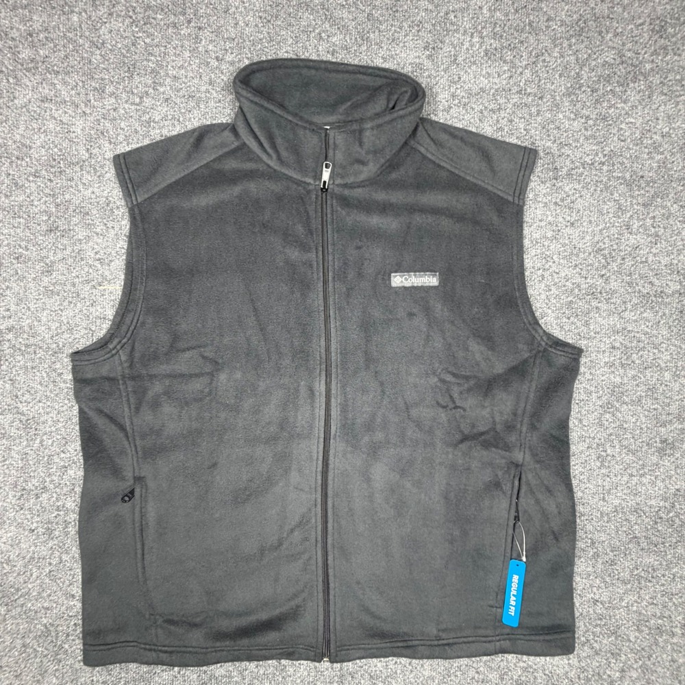 Columbia‎ Steens Mountain Fleece Vest Mens XL Gray Full Zip AM1535 Regular Fit